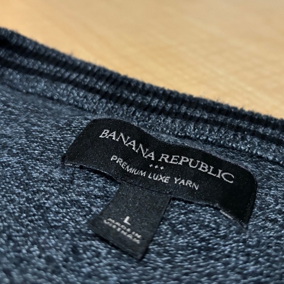 Men's Banana Republic Knit Blue Sweater Pullover Cotton Rayon Silk Long Sleeve - Picture 2 of 3